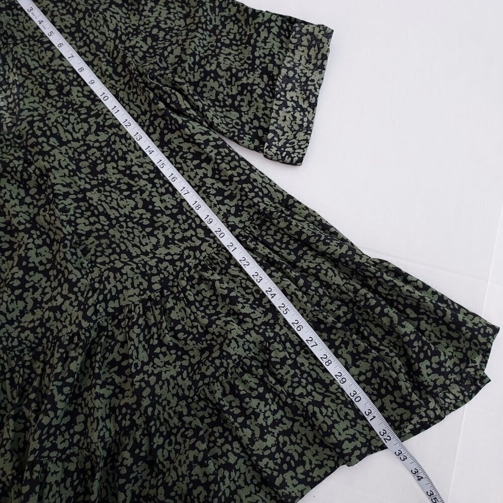 Zara Floral Print Tab Sleeves Mini Tiered Dress Size Medium - Picture 6 of 9